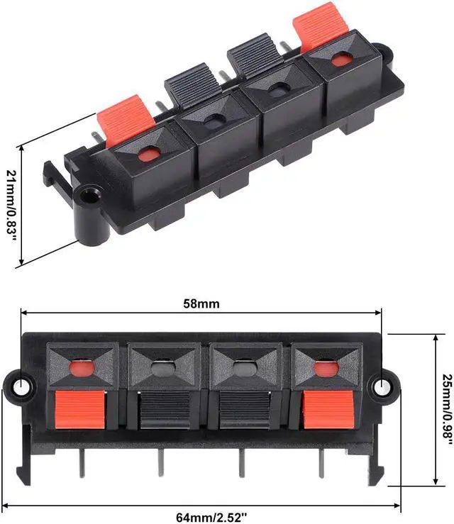 Alt view image 4 of 4 - 1pcs 4 Way Jack Socket Spring Push Release Connector Speaker Terminal Strip Block