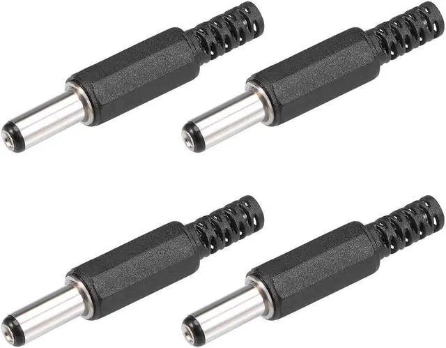 Main image of 4Pcs DC Male Connector 5.5mm x 2.5mm x 14mm Power Cable Jack Adapter Black
