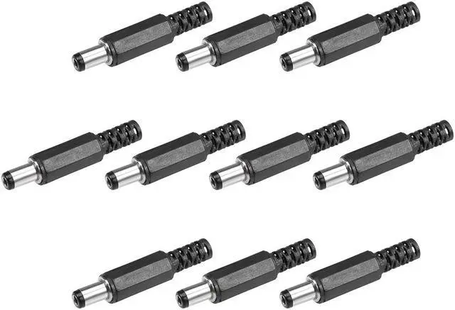 Main image of 10Pcs DC Male Connector 5.5mm x 2.5mm x 9mm Power Cable Jack Adapter Black