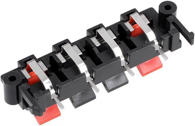 Alt view image 3 of 4 - 1pcs 4 Way Jack Socket Spring Push Release Connector Speaker Terminal Strip Block