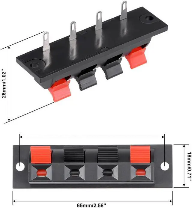 Alt view image 4 of 4 - 20pcs 4 Way Jack Socket Spring Push Release Connector Speaker Terminal Strip Block