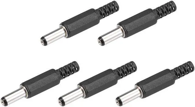 Main image of 5Pcs DC Male Connector 5.5mm x 2.5mm x 14mm Power Cable Jack Adapter Black