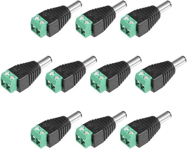 Main image of DC Male Connector 5.5x2.1mm Power Jack Adapter 10Pcs for Led Strip CCTV Security Camera Cable Wire Ends