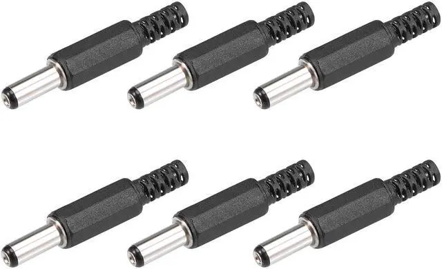 Main image of 6Pcs DC Male Connector 5.5mm x 2.5mm x 14mm Power Cable Jack Adapter Black
