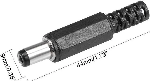 Alt view image 3 of 5 - 5Pcs DC Male Connector 5.5mm x 2.5mm x 9mm Power Cable Jack Adapter Black