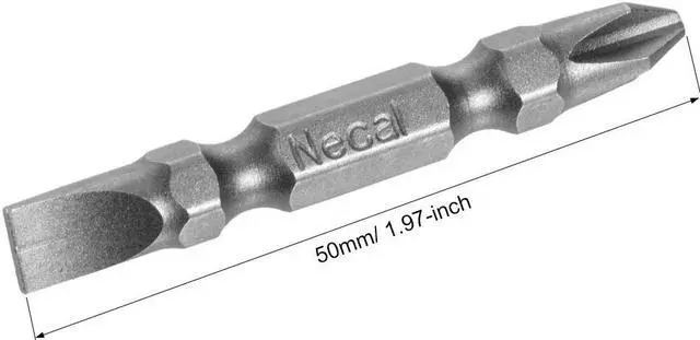 Alt view image 2 of 4 - 5pcs 1/4inch Hex Shank 50mm Length Magnetic Screwdriver SL6/PH2 Slotted-Phillips Double-Head Screwdriver Bits S2 Alloy Steel