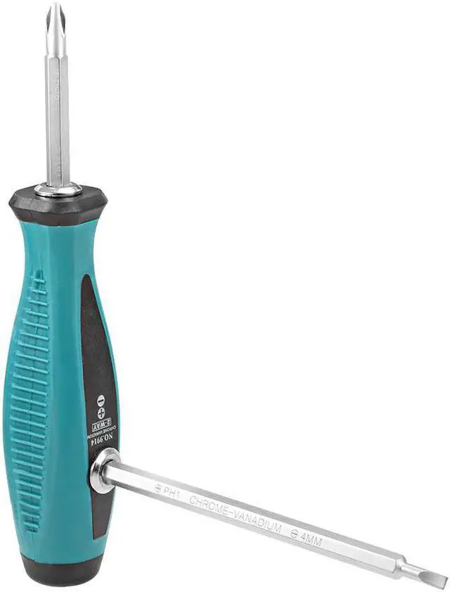 Alt view image 4 of 5 - Magnetic Screwdriver 6 in 1 Dual Way Slotted Phillips Head 1/4inch Hex Shank Screwdrive Bits Set w Square Shaft Non Slip Comfortable Handle