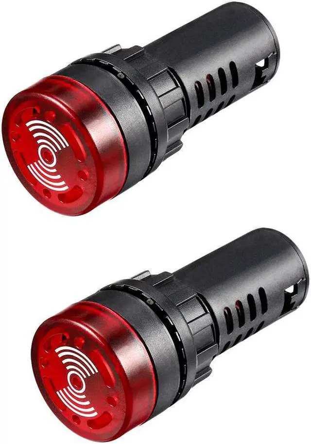 Main image of Pilot Light AC/DC 24V Panel Indicator Flashing Alarm with Buzzer, Red LED, 2Pcs