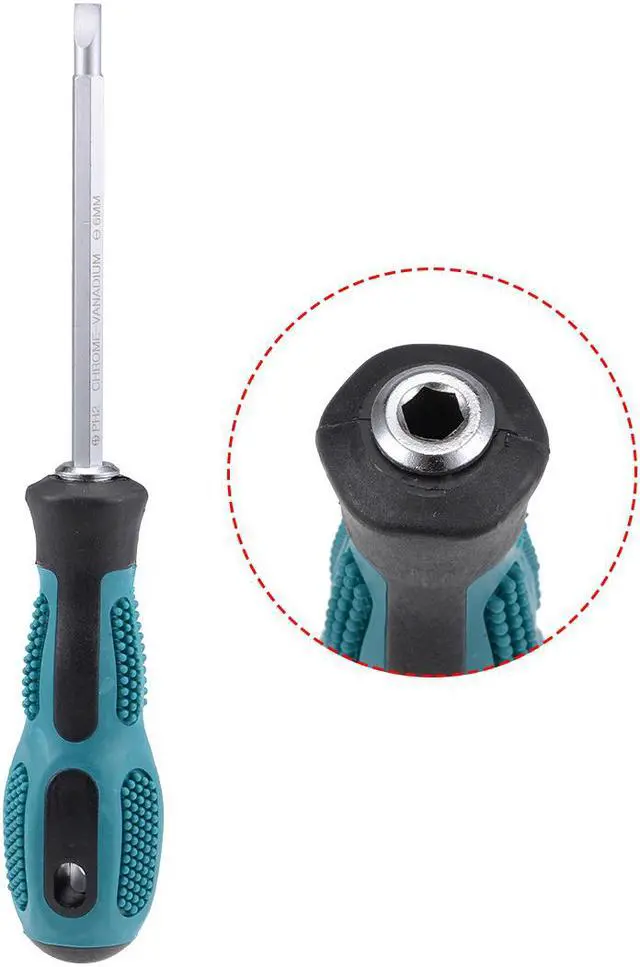 Alt view image 3 of 3 - Magnetic Screwdriver 1/4inch Hex Shank Dual Way Slotted Phillips PH2/SL6 Head Screwdrive Bits w Round Shaft Non Slip Comfortable Handle