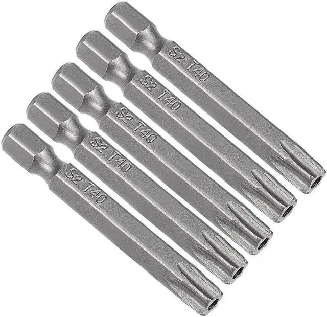 Main image of 5 Pcs 1/4" Hex Shank T40 Magnetic Security Torx Screwdriver Bits 50mm Length