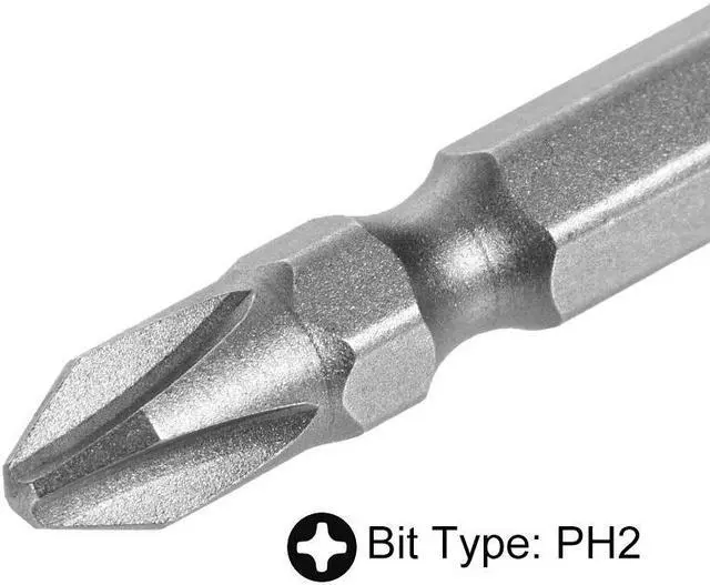 Alt view image 4 of 4 - 5pcs 1/4inch Hex Shank 50mm Length Magnetic Screwdriver SL6/PH2 Slotted-Phillips Double-Head Screwdriver Bits S2 Alloy Steel