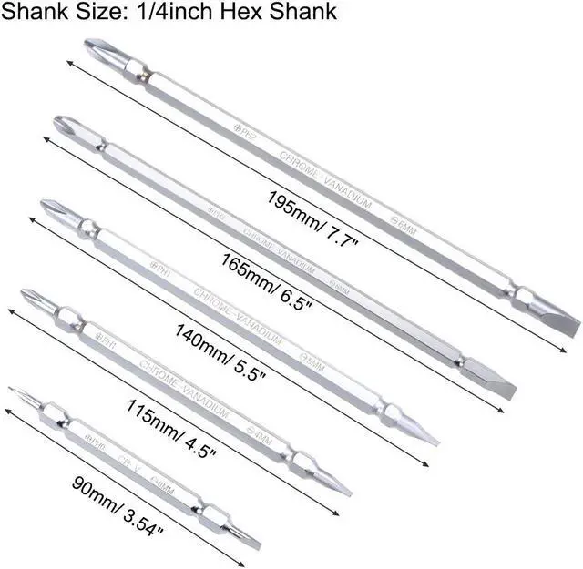 Alt view image 2 of 5 - Magnetic Screwdriver 6 in 1 Dual Way Slotted Phillips Head 1/4inch Hex Shank Screwdrive Bits Set w Square Shaft Non Slip Comfortable Handle