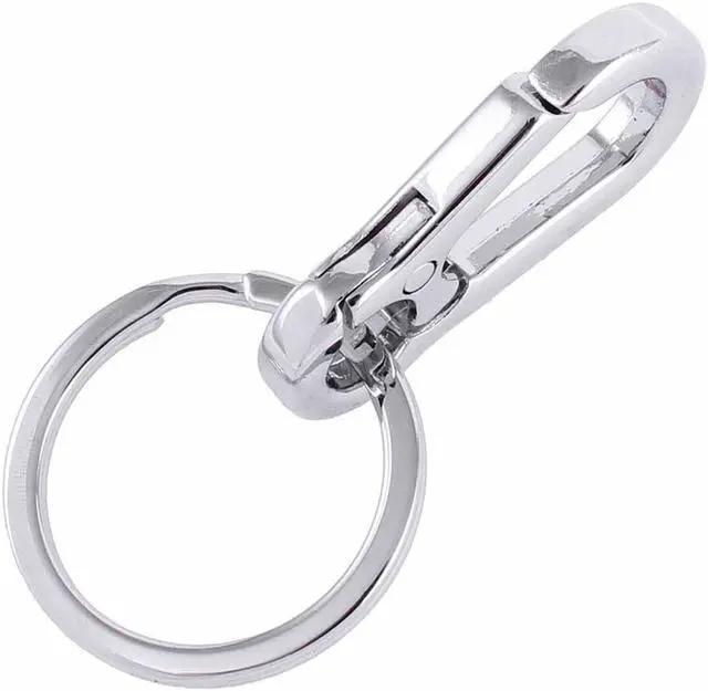 Main image of Metal Buckle Mini Portable Clip Fastener Key Chain Ring Silver Tone