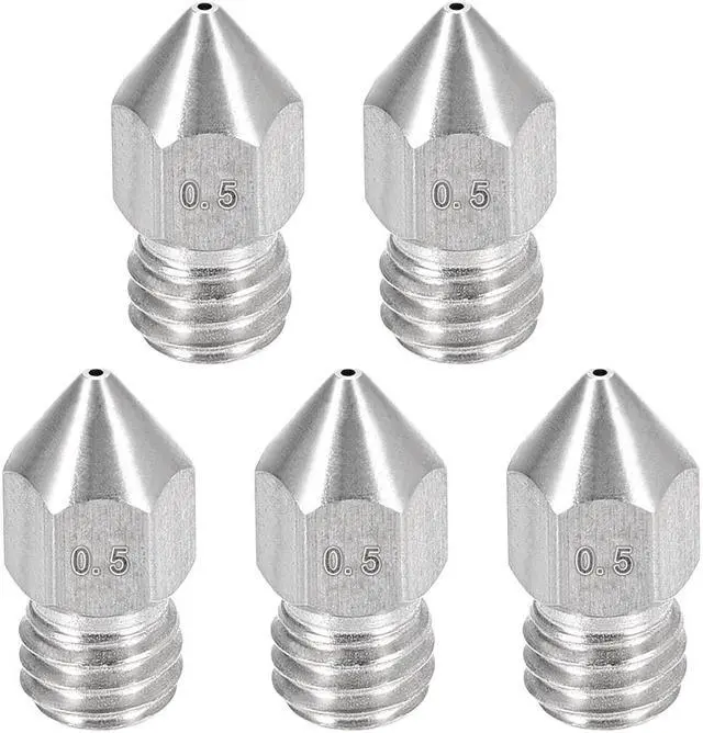 Alt view image 5 of 7 - 0.5mm 3D Printer Nozzle, Fit MK8 Extruder Head, for 1.75mm Filament Stainless Steel 5pcs