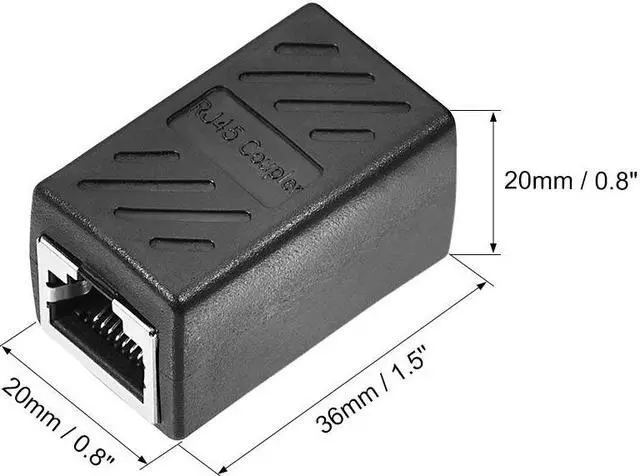 Alt view image 2 of 3 - RJ45 Coupler Inline Connector Cat7 Cat6 Cat5e Ethernet Cable Extender Adapter Female To Female 36x43x20mm 2Pcs