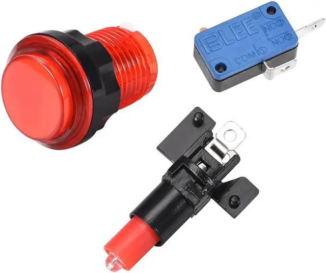 Alt view image 3 of 3 - Game Push Button 33.5mm Round 12V LED Illuminated Push Button Switch with Micro Switch for Arcade Video Games Red 2pcs