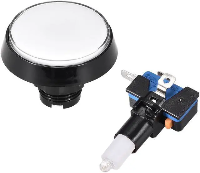 Alt view image 2 of 3 - Game Push Button 60mm Round 12V LED Illuminated Push Button Switch with Micro Switch for Arcade Video Games White 2pcs