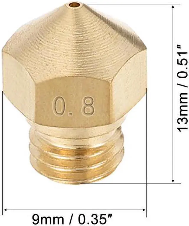 Alt view image 2 of 5 - 0.8mm 3D Printer Nozzle, Fit MK10 Extruder Head, for 1.75mm Filament Brass 5pcs