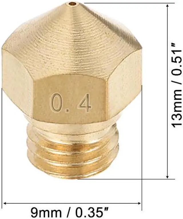 Alt view image 2 of 5 - 0.4mm 3D Printer Nozzle, Fit MK10 Extruder Head, for 1.75mm Filament Brass 5pcs