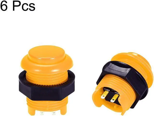 Alt view image 3 of 3 - 26.6mm Mounting Hole Momentary Game Push Button Switch Round for Arcade Video Games Yellow 6pcs