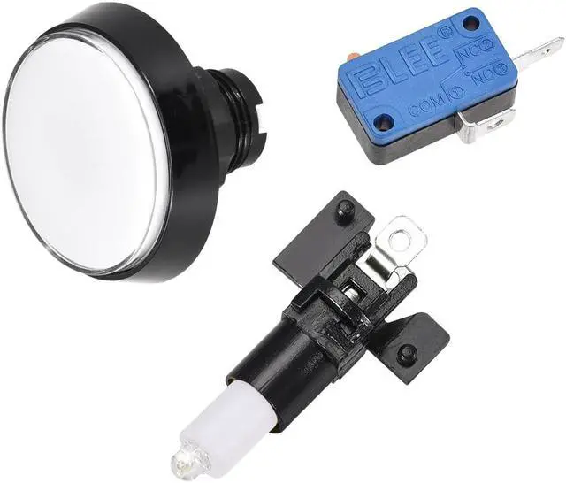 Alt view image 3 of 3 - Game Push Button 60mm Round 12V LED Illuminated Push Button Switch with Micro Switch for Arcade Video Games White 2pcs