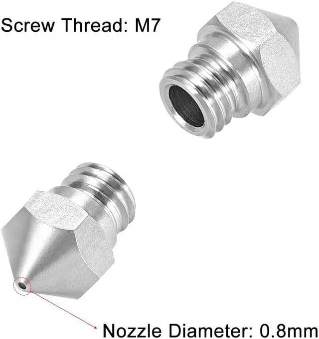 Alt view image 3 of 5 - 0.8mm 3D Printer Nozzle, Fit MK10 Extruder Head, for 1.75mm Filament Stainless Steel 1pcs