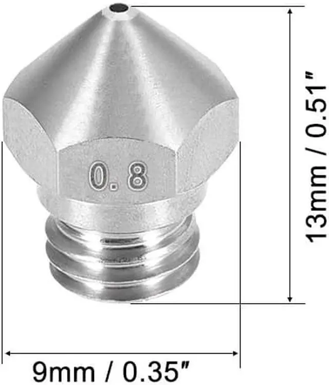 Alt view image 2 of 5 - 0.8mm 3D Printer Nozzle, Fit MK10 Extruder Head, for 1.75mm Filament Stainless Steel 1pcs