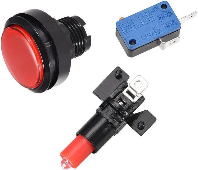 Alt view image 3 of 3 - Game Push Button 46mm Round 12V LED Illuminated Push Button Switch with Micro Switch for Arcade Video Games Red 2pcs