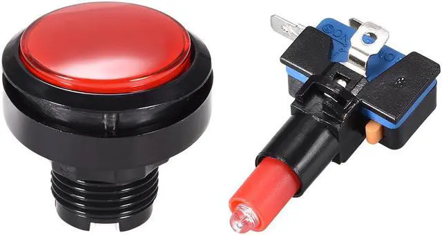 Alt view image 2 of 3 - Game Push Button 46mm Round 12V LED Illuminated Push Button Switch with Micro Switch for Arcade Video Games Red 2pcs