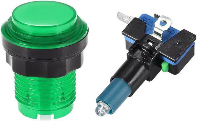 Alt view image 2 of 3 - Game Push Button 33.5mm Round 12V LED Illuminated Push Button Switch with Micro Switch for Arcade Video Games Green 6pcs