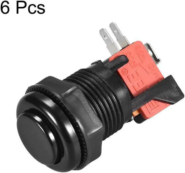 Alt view image 4 of 4 - 27mm Mounting Hole Momentary Game Push Button Switch with Micro Switch for Arcade Video Games Black 6pcs