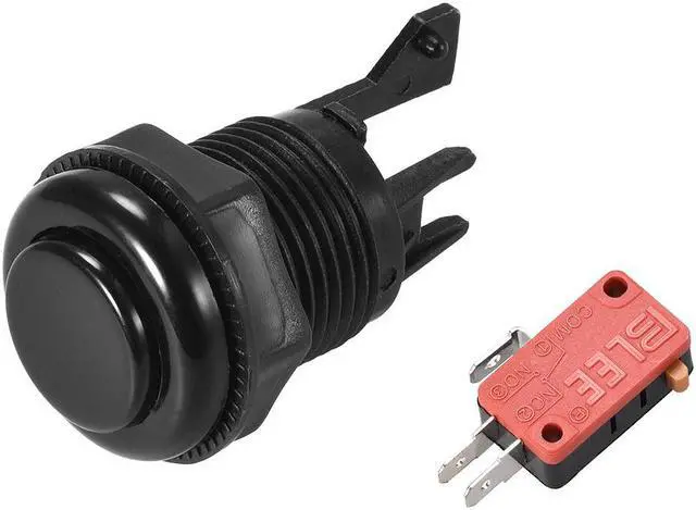 Alt view image 2 of 4 - 27mm Mounting Hole Momentary Game Push Button Switch with Micro Switch for Arcade Video Games Black 6pcs