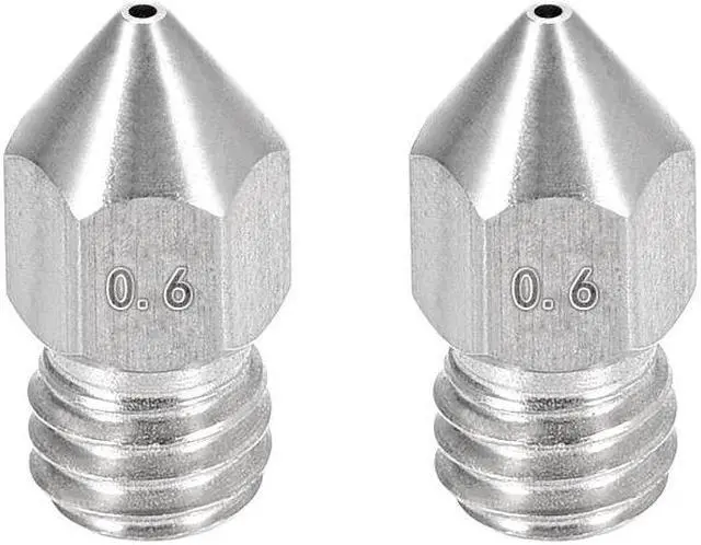 Main image of 0.6mm 3D Printer Nozzle, Fit MK8 Extruder Head, for 1.75mm Filament Stainless Steel 2pcs