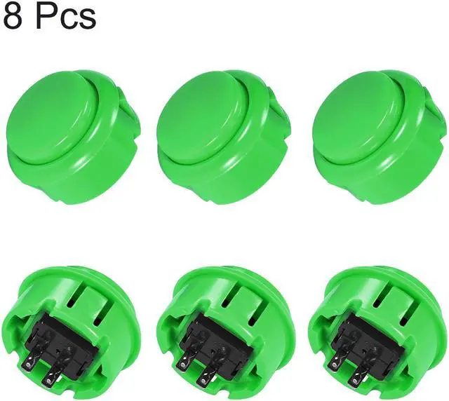 Alt view image 3 of 3 - 30mm Mounting Hole Momentary Game Push Button Switch  for Arcade Video Games Green 8pcs