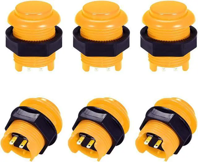 Main image of 26.6mm Mounting Hole Momentary Game Push Button Switch Round for Arcade Video Games Yellow 6pcs