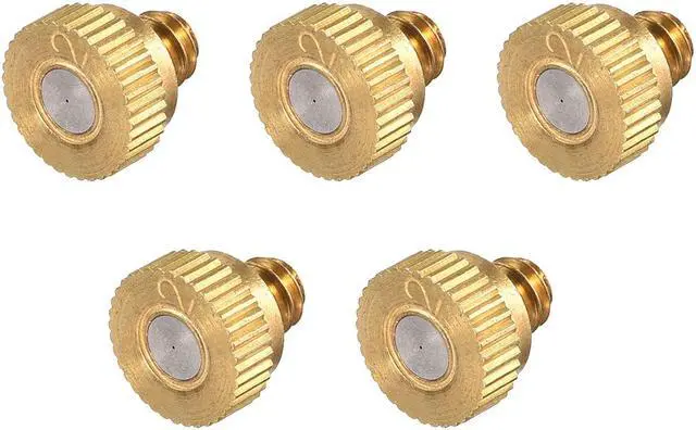 Main image of Brass Misting Nozzle - 10/24 UNC 0.2mm Orifice Dia Replacement Heads for Outdoor Cooling System - 5 Pcs