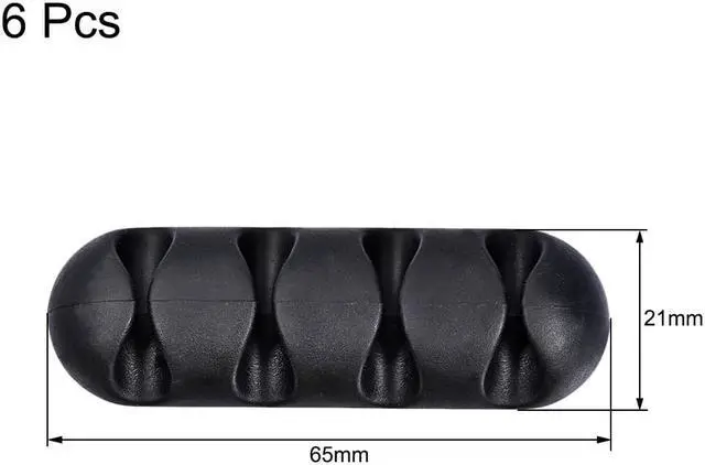 Alt view image 2 of 5 - 6Pcs Cable Organizer Black Electronics Computer Mouse Charging USB Cable Holder Self Adhesive Cord Holders
