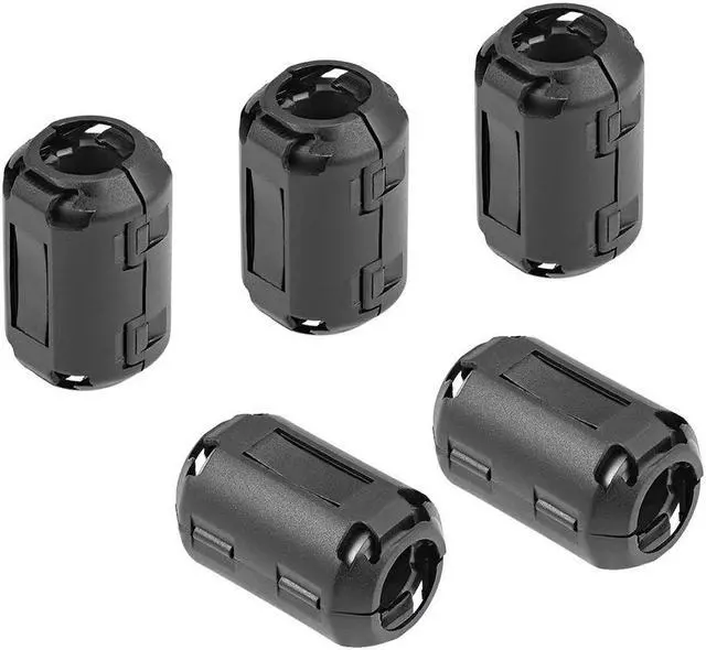 Main image of 13mm Ferrite Cores Ring Clip-On RFI EMI Noise Suppression Filter Cable Clip, Black 5pcs