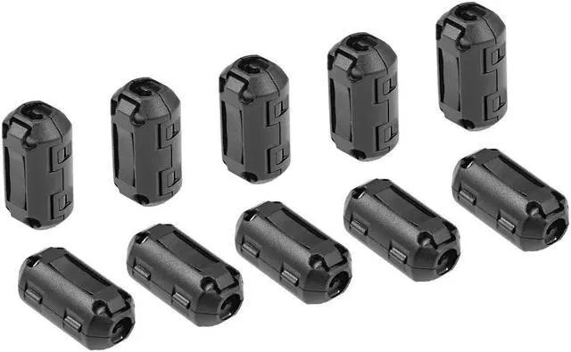 Main image of 7mm Ferrite Cores Ring Clip-On RFI EMI Noise Suppression Filter Cable Clip, Black 10pcs