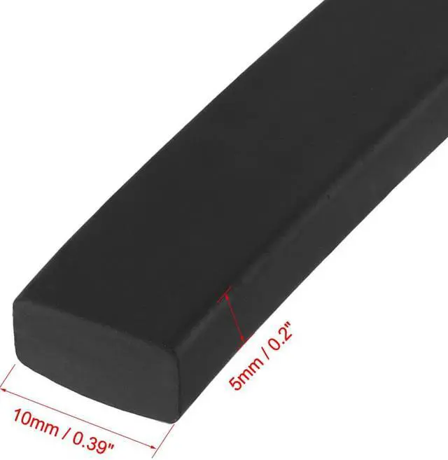 Alt view image 3 of 4 - Solid Rectangle Rubber Seal Strip 10mm Wide 5mm Thick, 5 Meters Long Black