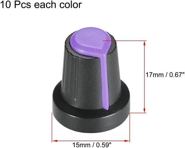 Alt view image 2 of 3 - 20Pcs 6mm Shaft Hole Knob for Speaker Effect Pedal Amplifier Potentiometer Knob 2 Colors Mark