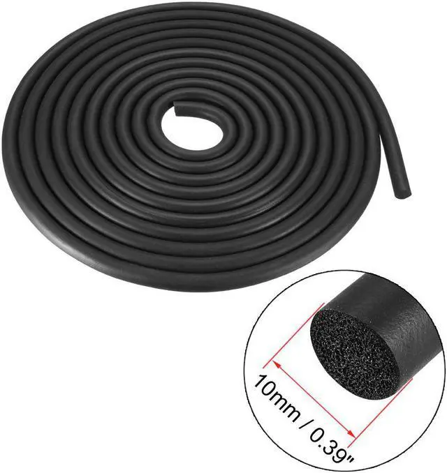Alt view image 3 of 3 - Foam Rubber Seal Weather Strip 10mm Diameter 5 Meters Long Black