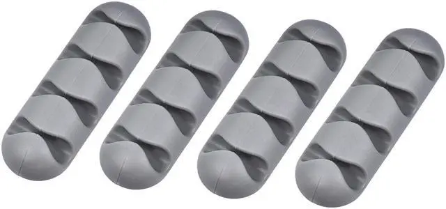 Main image of 4Pcs Cable Organizer Grey Electronics Computer Mouse Charging USB Cable Holder Self Adhesive Cord Holders