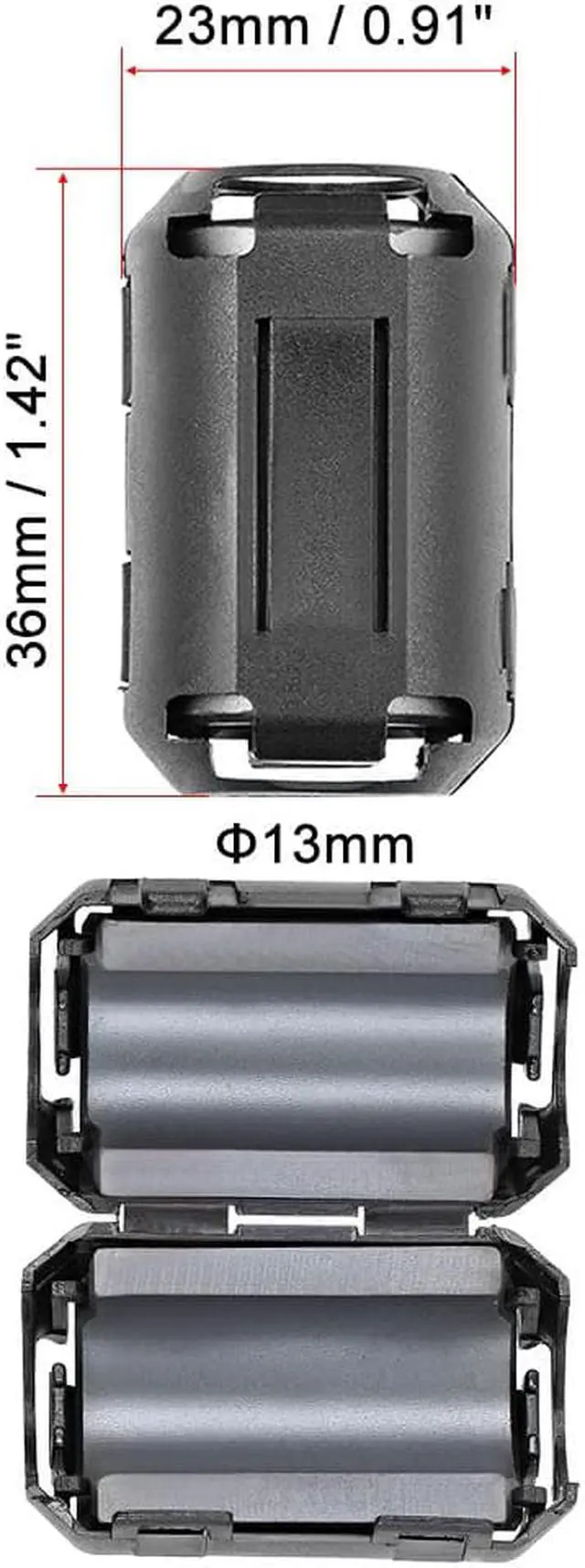 Alt view image 3 of 9 - 13mm Ferrite Cores Ring Clip-On RFI EMI Noise Suppression Filter Cable Clip, Black 5pcs