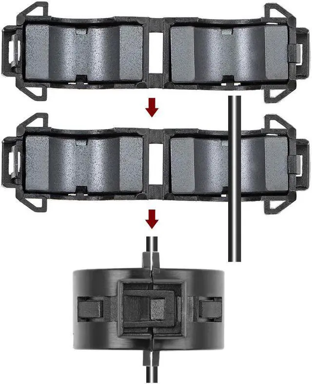 Alt view image 3 of 4 - 15mm Ferrite Cores Ring Clip-On RFI EMI Noise Suppression Filter Cable Clip, Black 5pcs