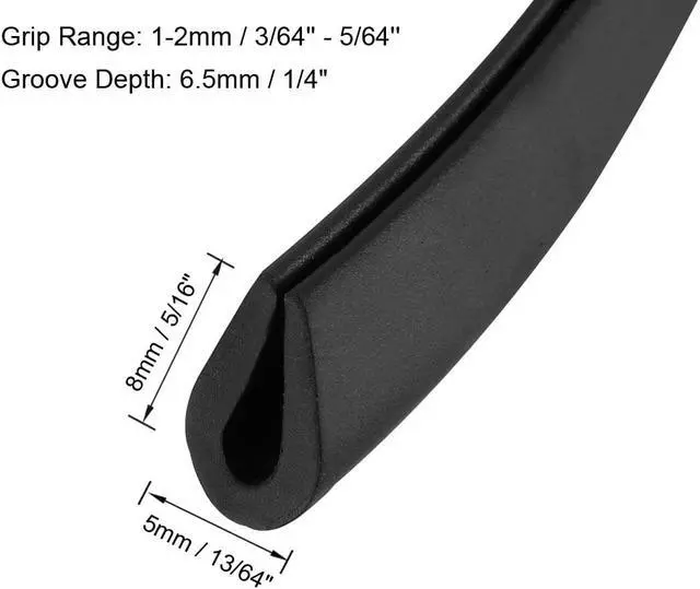 Alt view image 2 of 3 - Edge Trim U Seal Black PVC Plastic U Channel Edge Protector Fits 3/64'' - 5/64'' Edge 30 Feet Length