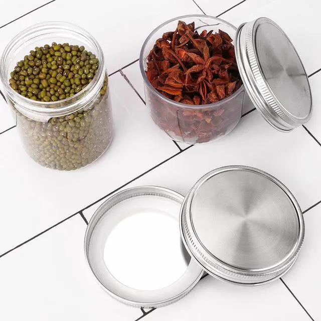 Alt view image 2 of 7 - 8pcs Stainless Steel Wide Mouth Mason Jar Lids with Sealing Rings Food Storage Caps for Mason Canning Ball Jars