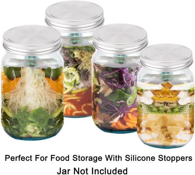 Alt view image 7 of 7 - 8pcs Stainless Steel Wide Mouth Mason Jar Lids with Sealing Rings Food Storage Caps for Mason Canning Ball Jars