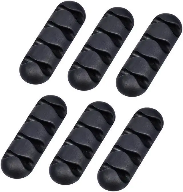 Main image of 6Pcs Cable Organizer Black Electronics Computer Mouse Charging USB Cable Holder Self Adhesive Cord Holders