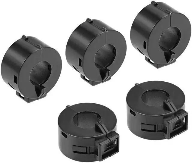 Main image of 15mm Ferrite Cores Ring Clip-On RFI EMI Noise Suppression Filter Cable Clip, Black 5pcs
